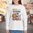 Wild About Reading Zoo Animals For Bookworm Book Reader Youth Long Sleeve Tee