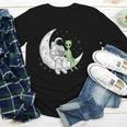 Astronaut Reading Book To Alien Moon Space Book Lover Men Youth Long Sleeve Tee
