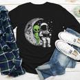 Astronaut Reading Book To Alien Moon Space Women Kids Men Youth Long Sleeve Tee