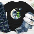 Astronaut Reading Book To Alien Shirt Moon Space Lover Kids Youth Long Sleeve Tee