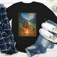 Bigfoot And Alien Reading Books Campfire Halloween Youth Long Sleeve Tee