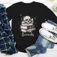 Boo Skeleton Skull Books Halloween Women School Teacher Kid Youth Long Sleeve Tee