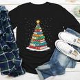 Book Christmas Tree Xmas Lights Book Lover Teacher Librarian Youth Long Sleeve Tee