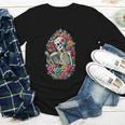 Book Lover Skeleton Reading With Dia De Los Muertos Flowers Youth Long Sleeve Tee