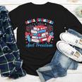 Books Fireworks And Freedom Independence Day Book Lover Youth Long Sleeve Tee