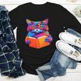 Cat Book Shirt Colorful Cat Reading Book Youth Long Sleeve Tee
