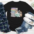 Cat On Books Pets Cats Reading Book Nerd Read Reader Bookcat Youth Long Sleeve Tee
