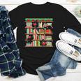 Christmas Cat Santa Bookshelves Book Lover Reader Youth Long Sleeve Tee