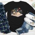 Color Floral Cute Pug Dog On Book Reading Bookworm Reader Youth Long Sleeve Tee