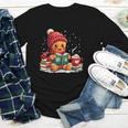 Cozy Gingerbread Christmas Reading Book Xmas Snowflakes Fall Youth Long Sleeve Tee