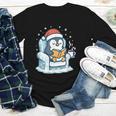 Cute Christmas Penguin Reading Book Cozy Winter Holiday Art Youth Long Sleeve Tee