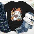 Cute Cozy Ghost Reading With Cat Book Lover Autumn Fall Youth Long Sleeve Tee Cute Cozy Ghost Reading With Cat Book Lover Autumn Fall Youth Long Sleeve Tee