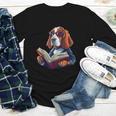 Cute Dog Basset Hound Reading Book Youth Long Sleeve Tee