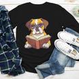 Cute Dog Boxer Reading Book Youth Long Sleeve Tee