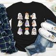 Cute Ghost Reading Books Teacher Halloween Reading Men Women Kids Youth Long Sleeve Tee