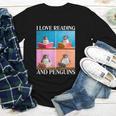 Cute Penguin Reading Book School Librarian Teacher Student Youth Long Sleeve Tee