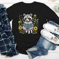 Cute Raccoon Reading Book Flowers Youth Long Sleeve Tee
