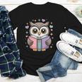 Cute Reading Owl Book Lover Teacher Librarian Bookworm Youth Long Sleeve Tee