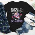 Drink Tea Read Books Be Happy Book Lover Reading Youth Long Sleeve Tee