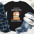 Easily Distracted By Cats And Books Reading Lover Bookish Youth Long Sleeve Tee