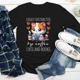 Easily Distracted By Coffee Cats And Books Youth Long Sleeve Tee