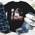 Ghost Reading Book Coquette Bow Halloween Girl Toddler Kid Youth Long Sleeve Tee