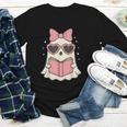 Ghost Reading Book Halloween Cat Lover Youth Long Sleeve Tee