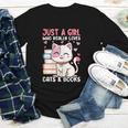 Girl Who Loves Cats And Books Cute Youth Long Sleeve Tee Girl Who Loves Cats And Books Cute Youth Long Sleeve Tee
