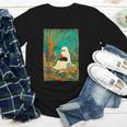 Groovy Ghost Reading Book Cat Halloween Ghost Teacher Youth Long Sleeve Tee