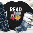 Pig Elephant Reading Cute Book Lover Bookworm Boys Girls Kid Youth Long Sleeve Tee