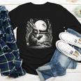 Rabbit Reading Book Full Moon Lake Scenery Youth Long Sleeve Tee