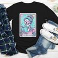 The Reader Retro Reading Skeleton Books Flowers Tarot Card Youth Long Sleeve Tee