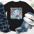 Readsolotl Blue Kawaii Axolotl Book Lover Reading Retro Youth Long Sleeve Tee