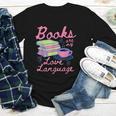 Retro Books Are My Love Language Valentine Book Lovers Youth Long Sleeve Tee