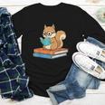 Squirrel Reading Book Glasses Bookworm Librarian Youth Long Sleeve Tee