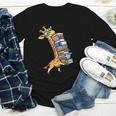 Teacher Shirt Giraffe Holding Books Bookworm Librarian Youth Long Sleeve Tee