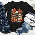 Vintage Autumn Books Coffee Pumpkin Fall Reading Youth Long Sleeve Tee