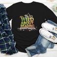 Wild About Reading Books Lovers Novelty Bookworm Library Day Youth Long Sleeve Tee