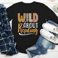 Wild About Reading Lover Bookworm Library Teacher Zoo Animal Youth Long Sleeve Tee