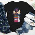 Woman And Books Stack Afro Girl Reading Lover Youth Long Sleeve Tee