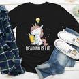 Women's Reading Is Lit Unicorn Library English Teacher Book Lover Youth Long Sleeve Tee Women's Reading Is Lit Unicorn Library English Teacher Book Lover Youth Long Sleeve Tee