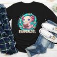 Women's Readsolotl Kawaii Axolotl Reading Book Lover Youth Long Sleeve Tee