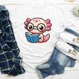 Adorable Book Lover Axolotl With Reading Glasses Cute Youth Long Sleeve Tee Adorable Book Lover Axolotl With Reading Glasses Cute Youth Long Sleeve Tee