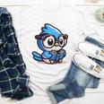 Adorable Book Lover Blue Jay With Reading Glasses Cute Raglan Baseball Tee Youth Long Sleeve Tee