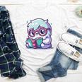 Adorable Book Lover Yeti With Reading Glasses Cute Youth Long Sleeve Tee