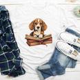 Cute Dog Beagle Reading Book Youth Long Sleeve Tee
