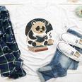 Cute Panda Reading Book Under Moon Bookworm Coffee Lover Youth Long Sleeve Tee