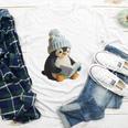 Cute Penguin Reading Book Faux-Crochet Print Youth Long Sleeve Tee