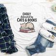 Easily Distracted By Cats And Books Cute Book Lover Youth Long Sleeve Tee