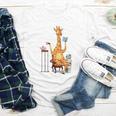 Giraffe Reading Tea Books Coffee Book Lover Graphic Youth Long Sleeve Tee